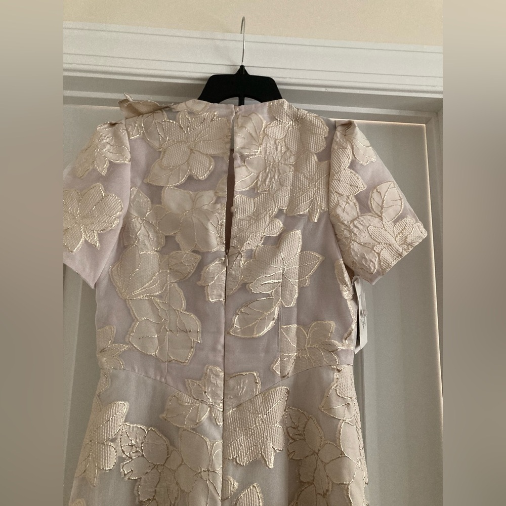 Rickie Freeman for Teri Jon Ivory Floral Maxi Dress with Gold edges size 8 New - Picture 9 of 12